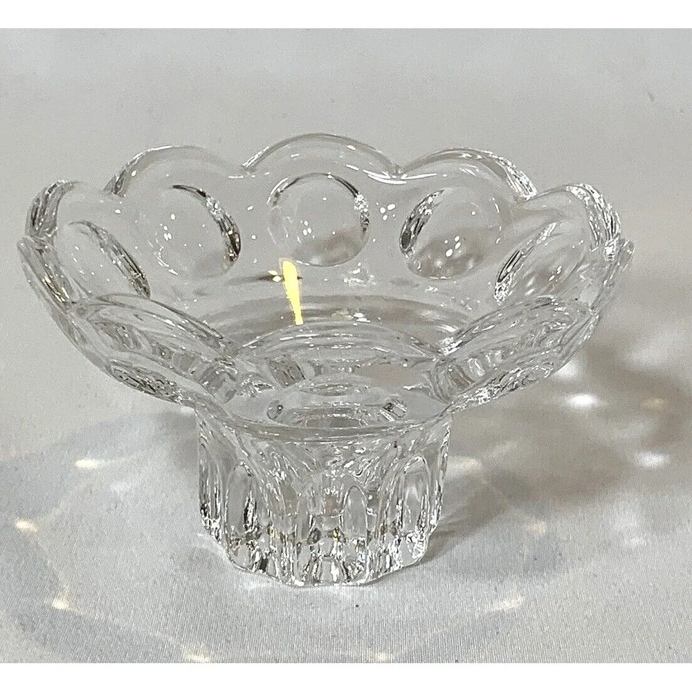 Gorham Candle Holder‎ Crystal Vintage Round Pedestal 4 inch wide Taper Ball